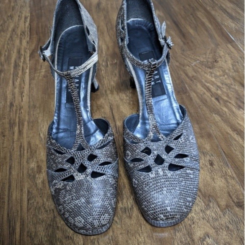 Stuart Weitzman Brown Snakeskin Retro Platform He… - image 2